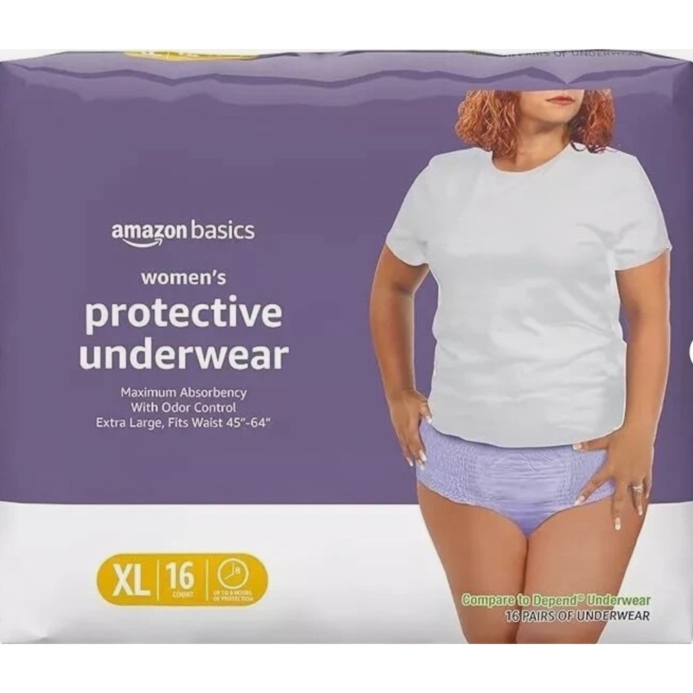Amazon Basics Women's Size: XL / 16 protective Underwear, Fits Waist 45-64" NEW
